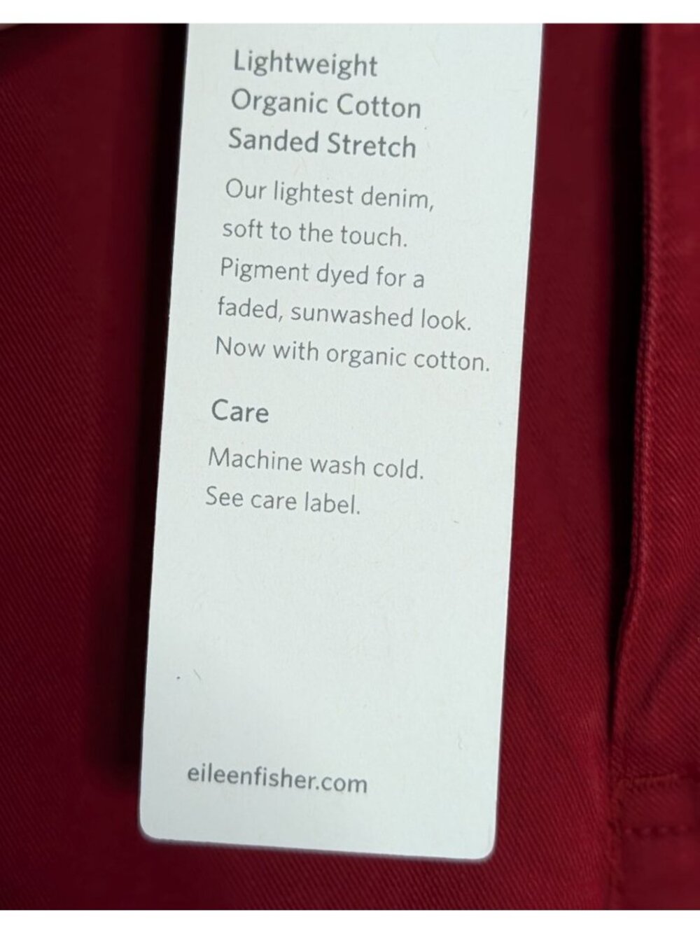 Eileen Fisher Organic Cotton Red Slim Ankle Jeans Sz 18 Eco-Friendly Stretch - Picture 9 of 15